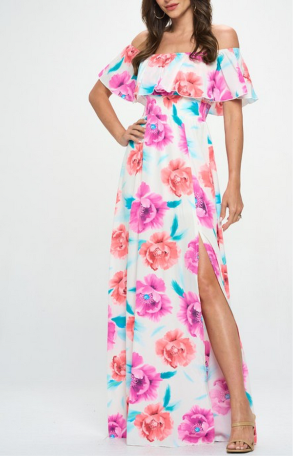 Ivory multi floral dress