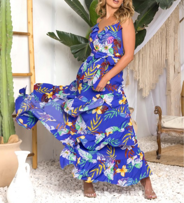 Royal multi floral dress