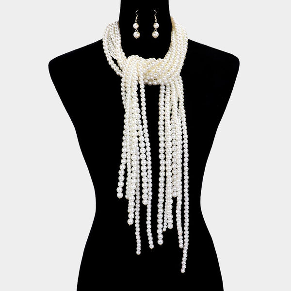 Ava Pearl Fringe Long Necklace