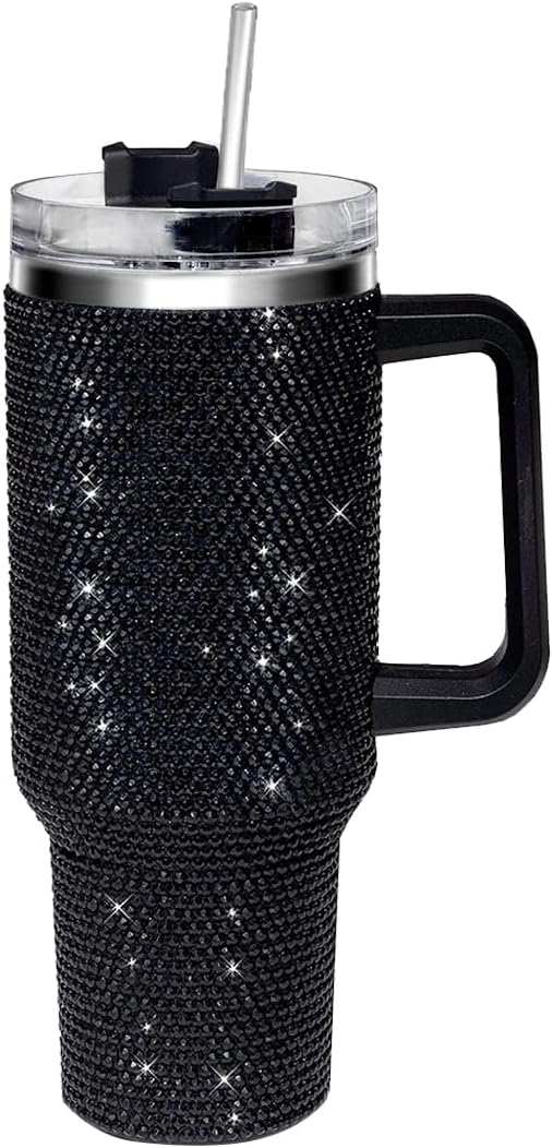 Boujee Modern Classic  Black Rhinestone Tumbler 40 oz